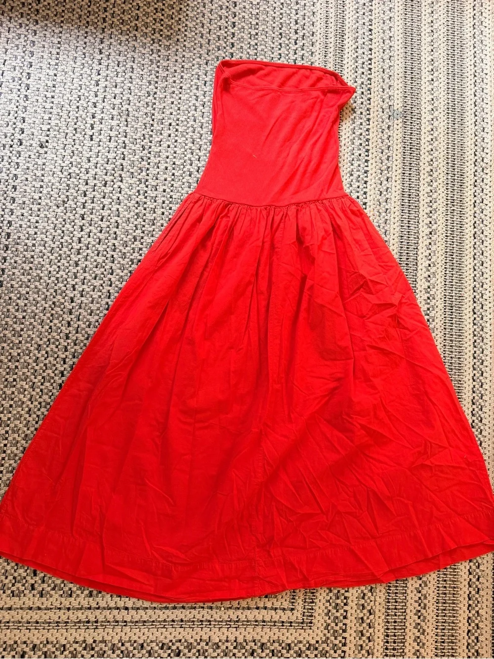 Stateside Red Strapless Cutout Midi Skirt
